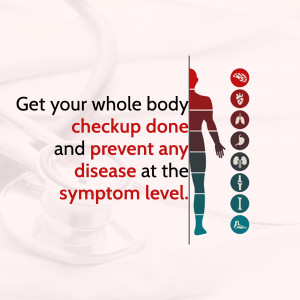 Infographic promoting whole body checkups for disease prevention.