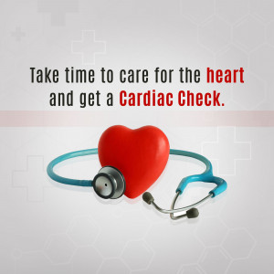 Red heart with stethoscope, promoting cardiac health checkups