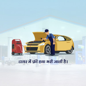 Mechanic servicing a car's air conditioning system