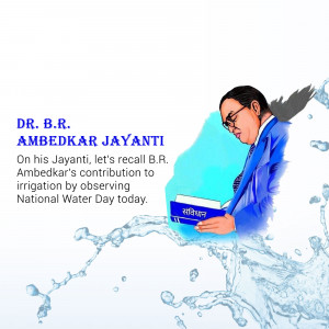 Image commemorating Dr. B.R. Ambedkar Jayanti with a portrait and water theme.