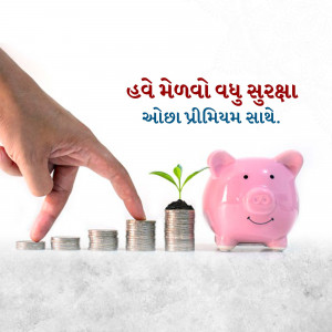 Hand reaching towards coins and a piggy bank with a plant growing inside.