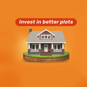 Illustration of a house on a plot of land with the text 'Invest in better plots'
