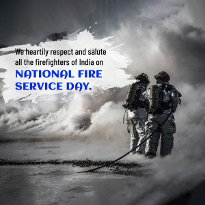 Firefighters standing in smoke on National Fire Service Day