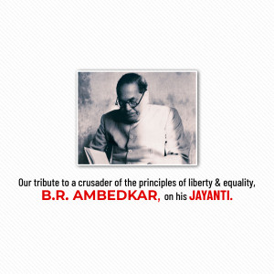 Black and white portrait of B.R. Ambedkar with text commemorating his Jayanti.