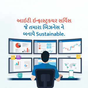 Man working on multiple computer screens displaying data analytics and charts.