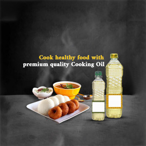 Cooking oil bottle with South Indian breakfast items