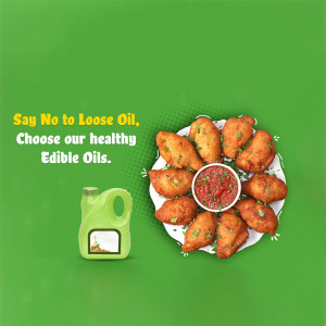 Image of fried snacks with a bottle of edible oil and a side of chutney.