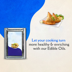 Edible oil tin with samosas and healthy food