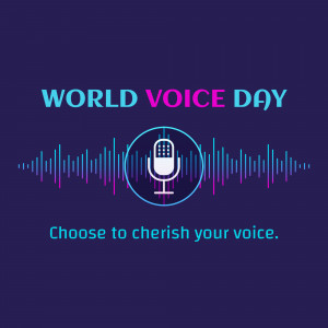 World Voice Day graphic with a microphone and sound waves