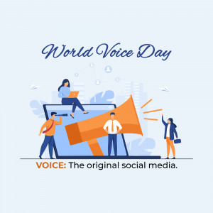 Illustration depicting people communicating through technology for World Voice Day.