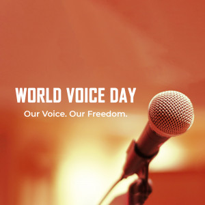 Microphone with text 'World Voice Day'