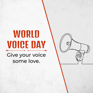 Illustration of a megaphone with the text 'World Voice Day - Give your voice some love.'