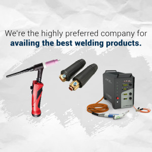 Welding equipment including torches, nozzles, and a welding machine.