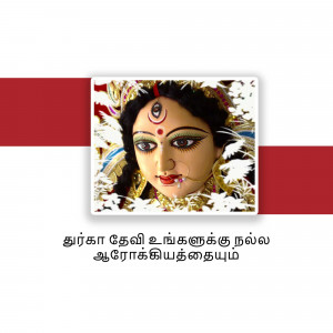 Close-up of Goddess Durga's face with intricate details and vibrant colors.