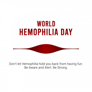 World Hemophilia Day graphic with a red ribbon and text.
