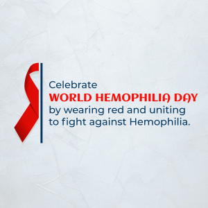 Red ribbon and text celebrating World Hemophilia Day