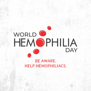 World Hemophilia Day graphic with red circles and text