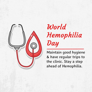 World Hemophilia Day graphic with stethoscope and blood drop