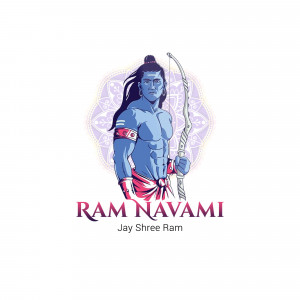 Illustration of Lord Rama with a bow and arrow, celebrating Ram Navami