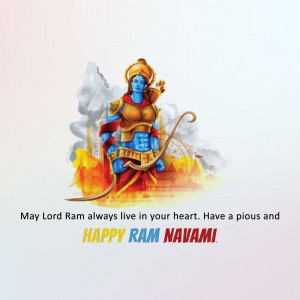 Illustration of Lord Rama with a bow and arrow, celebrating Ram Navami