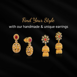 Assortment of gold earrings with gemstones on a black background