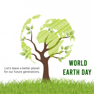 Illustration of a tree shaped like the world with the text 'World Earth Day'