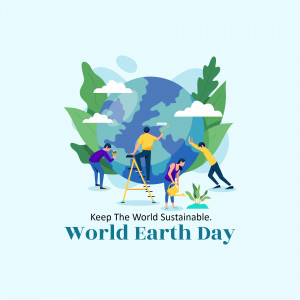 Illustration of people working together to care for the Earth on World Earth Day.