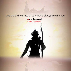 Silhouette of Lord Rama with a blessing message