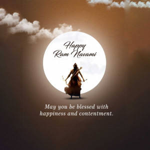 Ram Navami greeting with Lord Rama silhouette