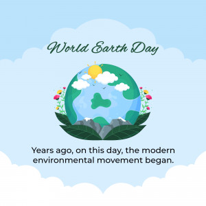 Illustration of Earth with plants and mountains for World Earth Day