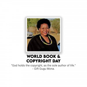 Portrait of Gift Gugu Mona with World Book & Copyright Day text