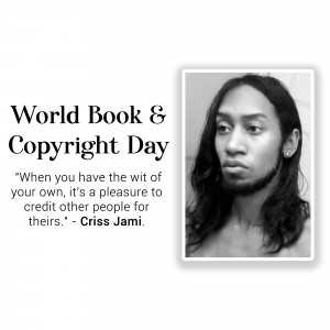 Portrait of a man with text overlay celebrating World Book & Copyright Day