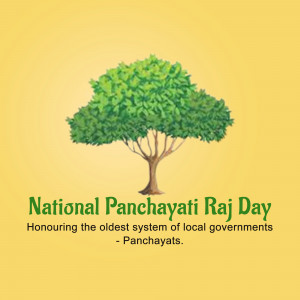 Image commemorating National Panchayati Raj Day with a tree and text.