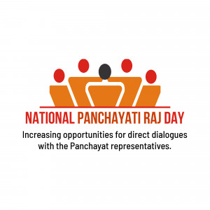 Illustration depicting people around a table with text 'National Panchayati Raj Day'