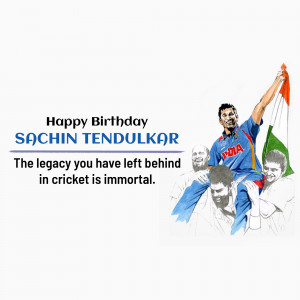 Sachin Tendulkar birthday tribute image with Indian flag and sketches