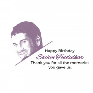 Portrait of Sachin Tendulkar with birthday wishes