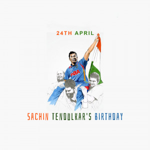 Sachin Tendulkar celebrating with Indian flag and team members