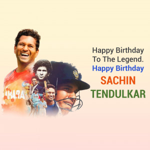 A collage celebrating Sachin Tendulkar's birthday with multiple images of the cricketer.
