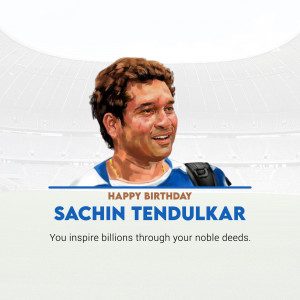 Portrait of Sachin Tendulkar with birthday wishes