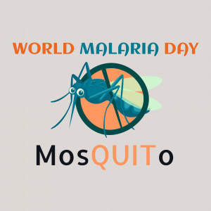 Illustration of a mosquito with a 'no' symbol over it, promoting World Malaria Day