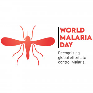 Red mosquito illustration with World Malaria Day text