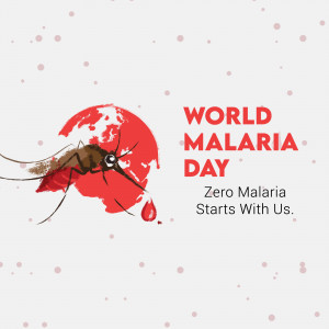 World Malaria Day graphic with a mosquito and a red globe