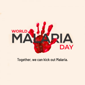Red handprint with World Malaria Day text