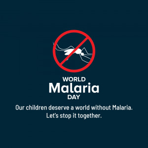 World Malaria Day graphic with a mosquito in a no symbol