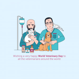 Illustration of two veterinarians with animals for World Veterinary Day