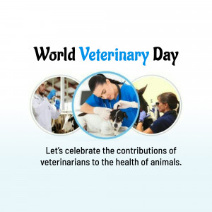 World Veterinary Day graphic with veterinarians and animals
