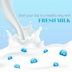 Splash of milk with vitamin and mineral icons