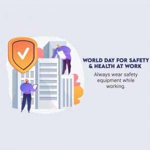Illustration depicting workers and safety measures for World Day for Safety and Health at Work.