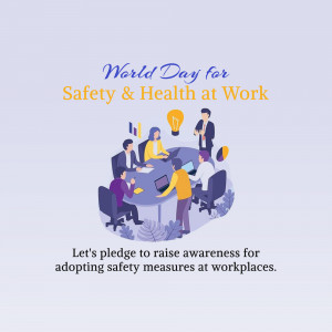 Illustration of a team meeting discussing safety and health at work.