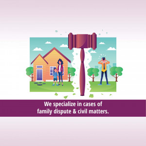 Illustration depicting a family dispute and legal representation.